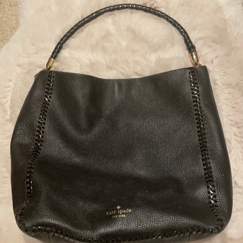 Pebbled & patent leather satchel Kate Spade